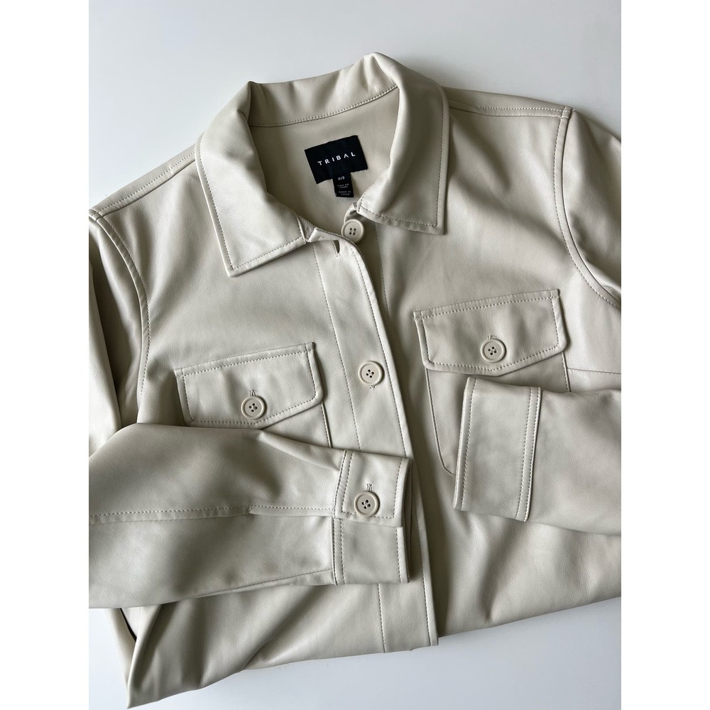 TRIBAL Soft Vegan Leather Jacket / Shacket | Women's S | Like-New